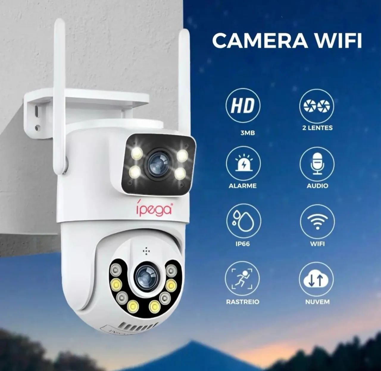 Câmera de segurança wi-fi lente dupla (uso externo) speed dome 
