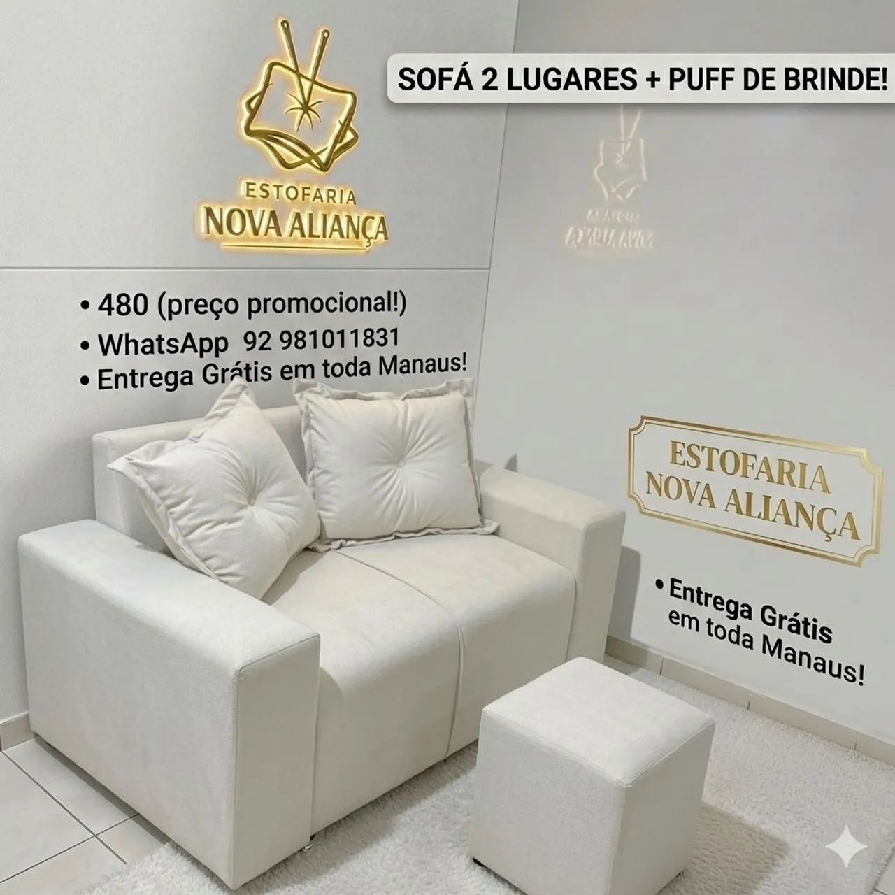 Liquidação sofá 2 lugares + puff de brinde 