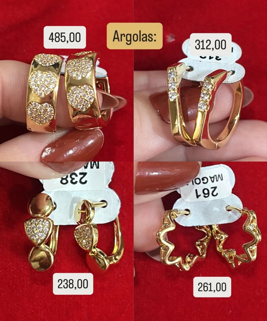Argolas - Semi Joia - Valor na Imagem 
