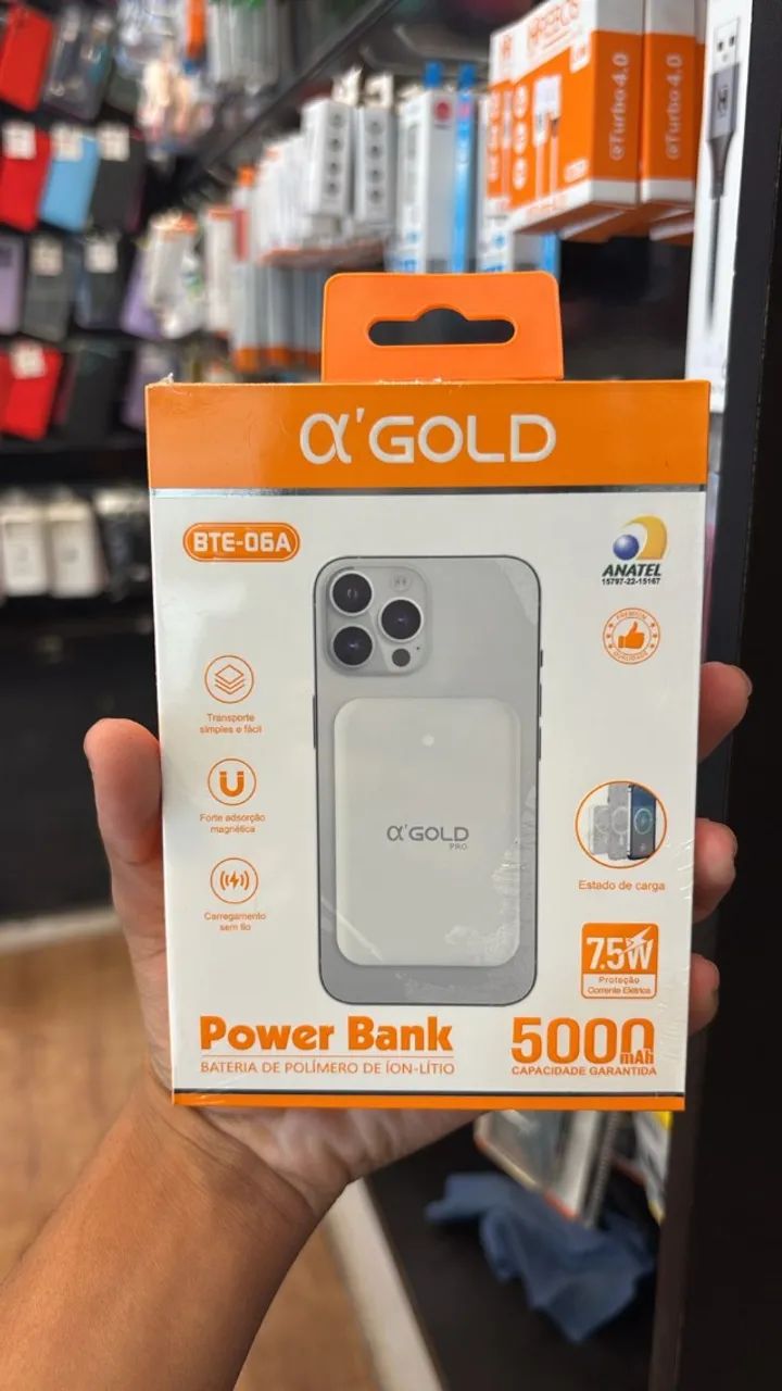 ? Power Bank Magnético 5000mAh ?GOLD PRO - Carregamento Sem Fio