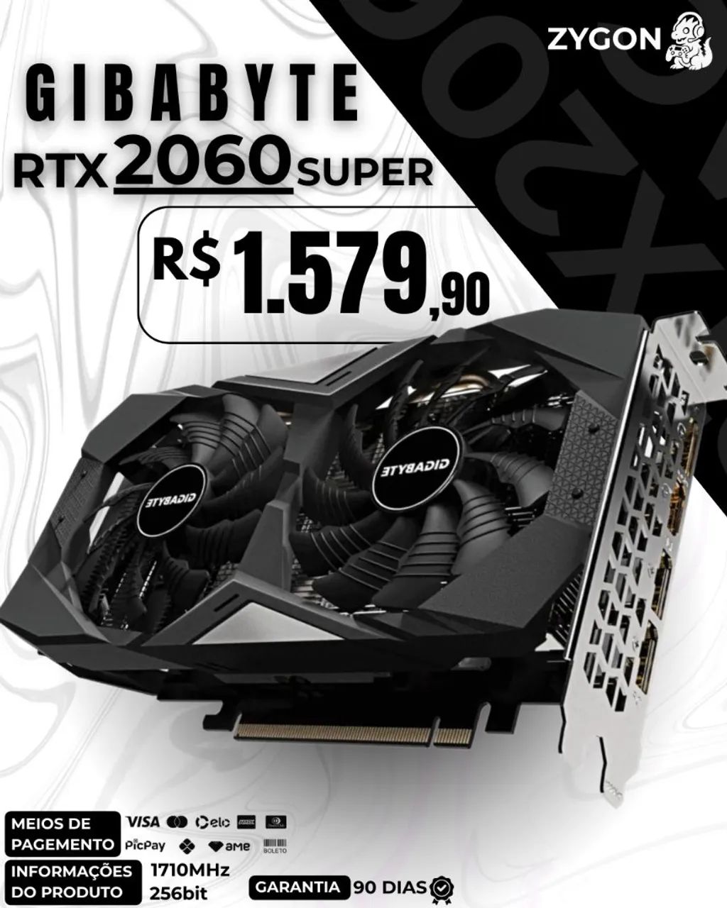 [NOVO] Placa de Vídeo RTX 2060 Super 8GB Gigabyte GDDR6 256bit - Garantia 90 Dias