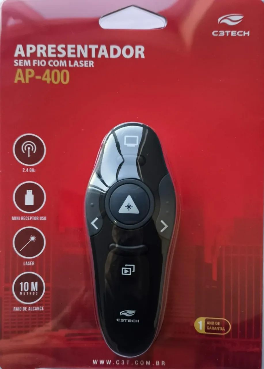 APRESENTADOR SEM FIO COM LASER - AP-400 - C3TECH