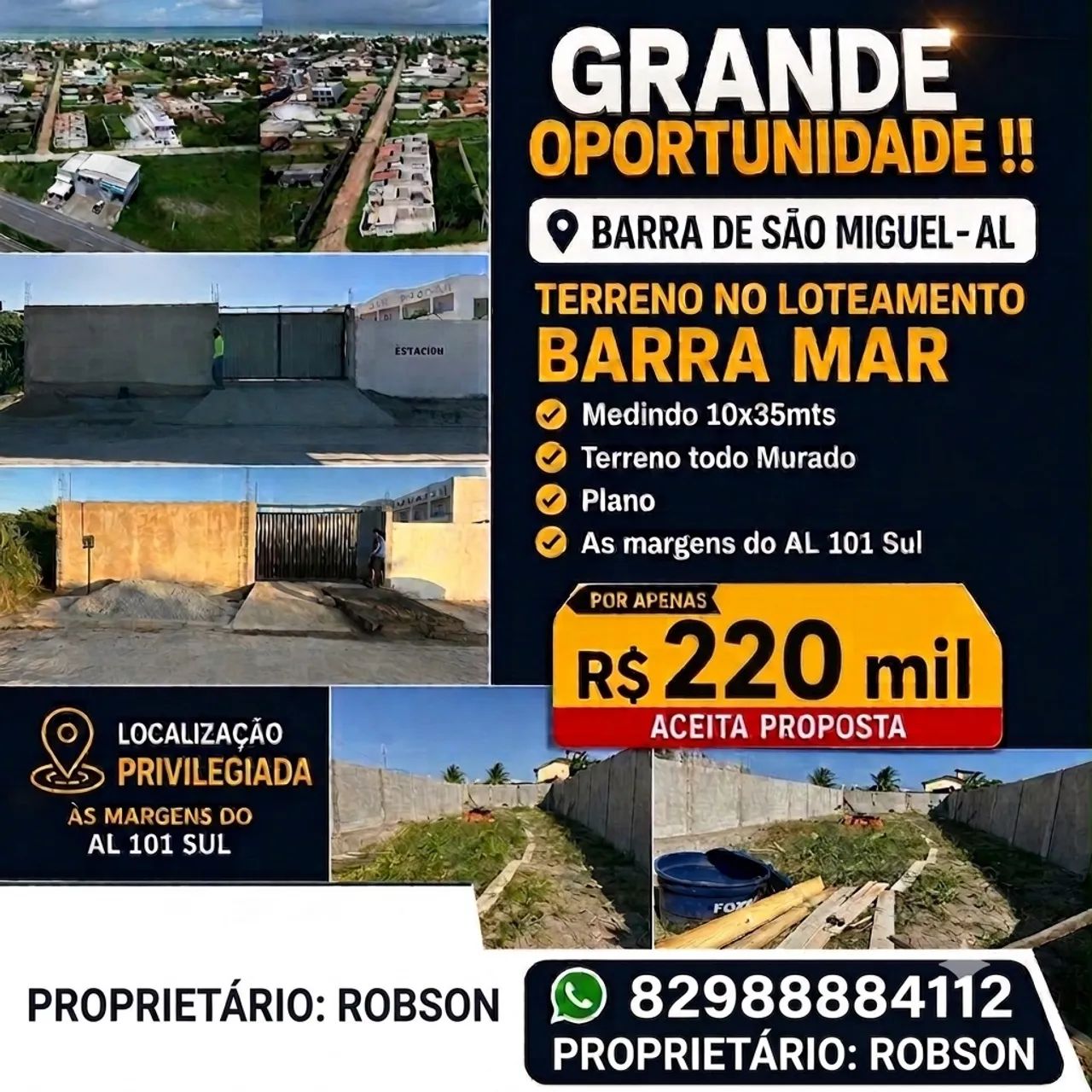 Vende-se terreno privilegiado na barra mar 