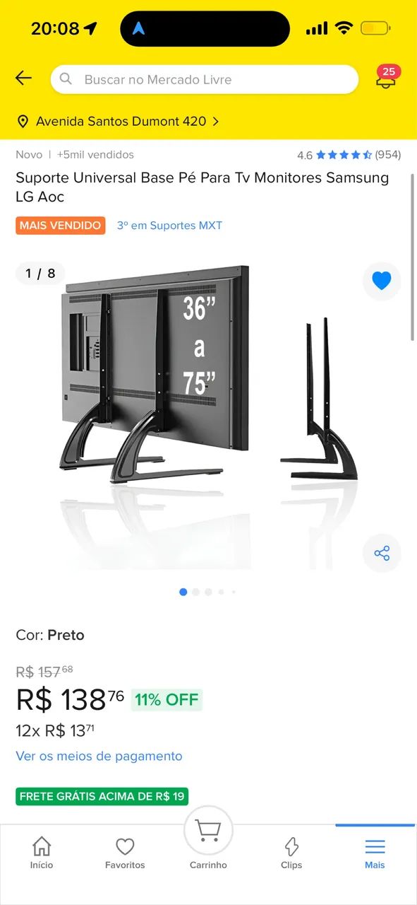 Suporte Universal Base Pé Para Tv Monitores Samsung LG Aoc  - Foto 2