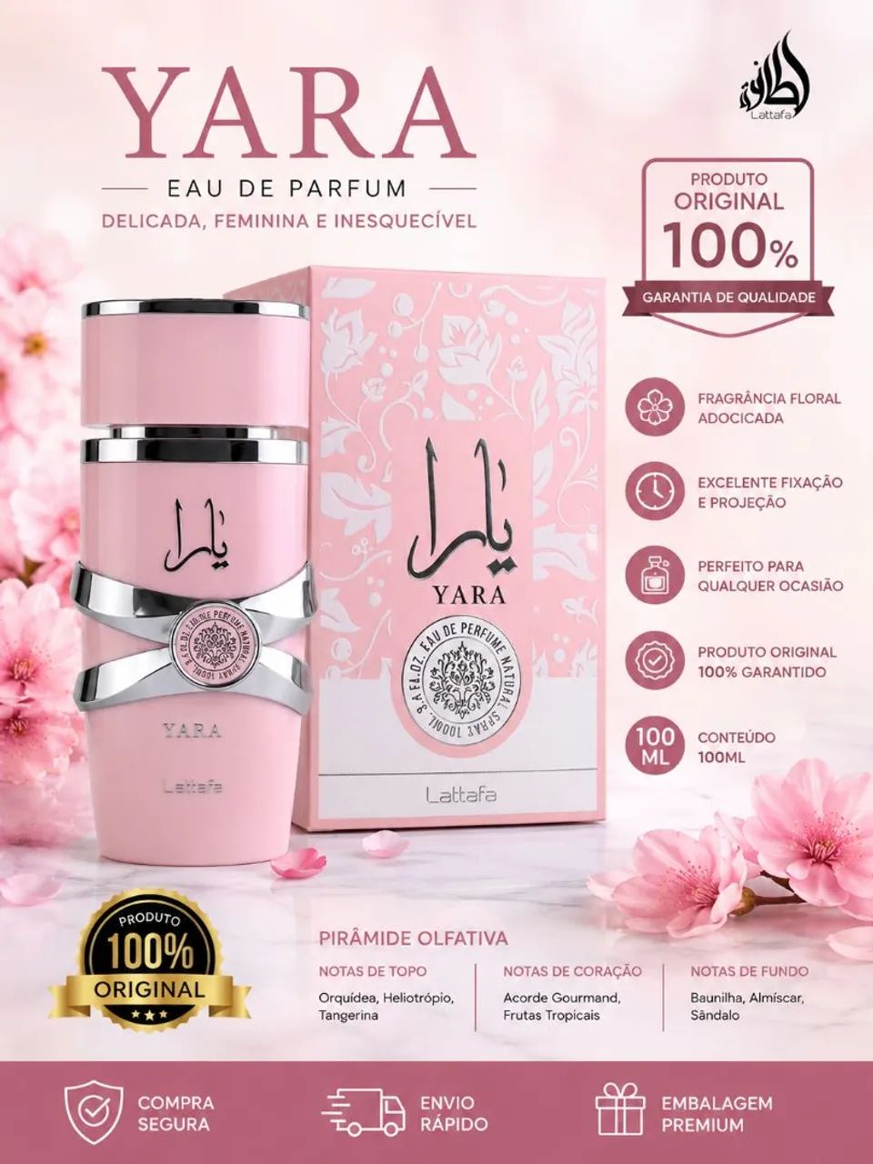 Perfume Yara lattafa 100 ml original 