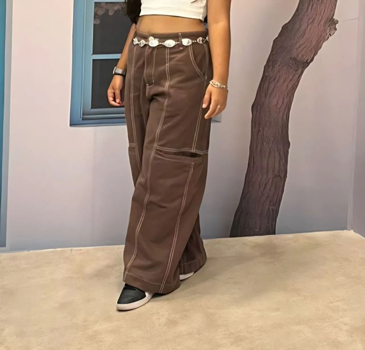 Calça jeans marrom feminina 40  - Foto 2