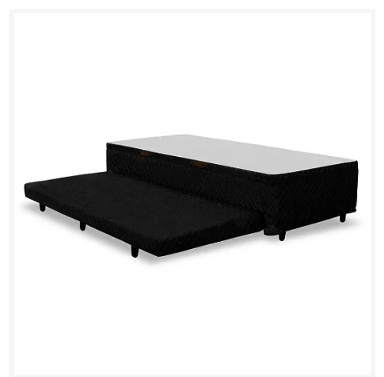 "Cama Box Baú Solteiro Ortobom + Colchão Auxiliar (NOVA - Sem Uso) - Cor Preta" - Foto 4