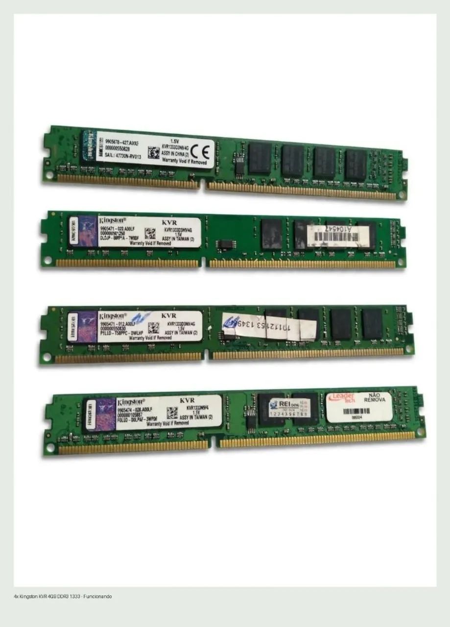 4 memórias Ran DDR3 Todas Funcionam 