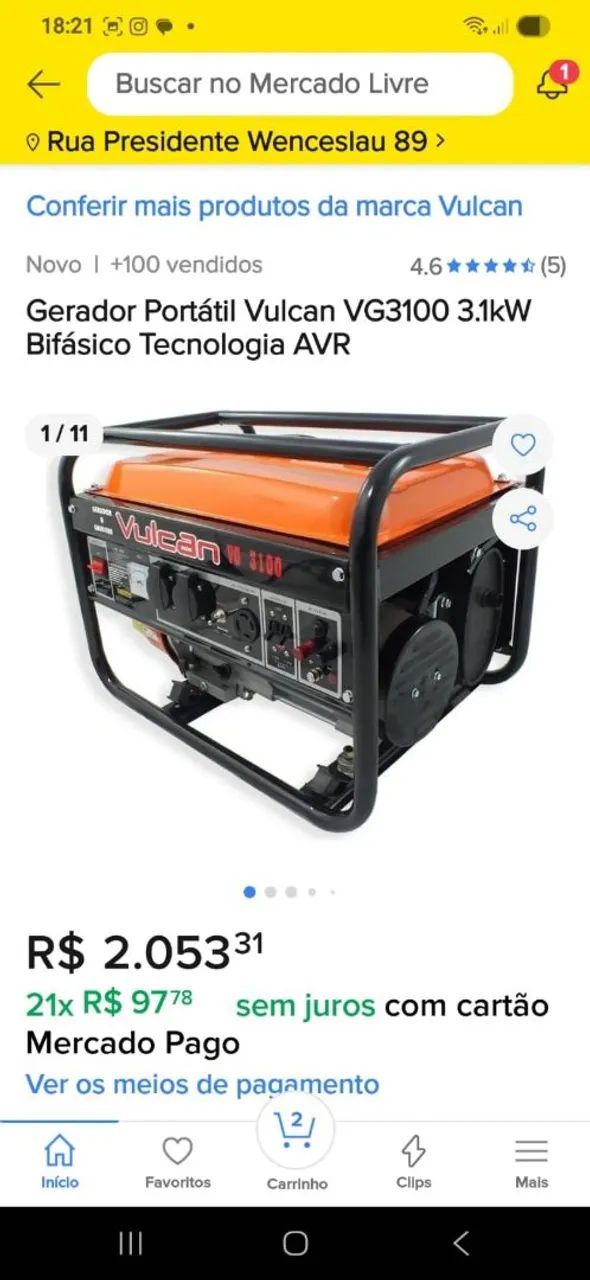 Vendo dois geradores de energia funcionando tudo ok