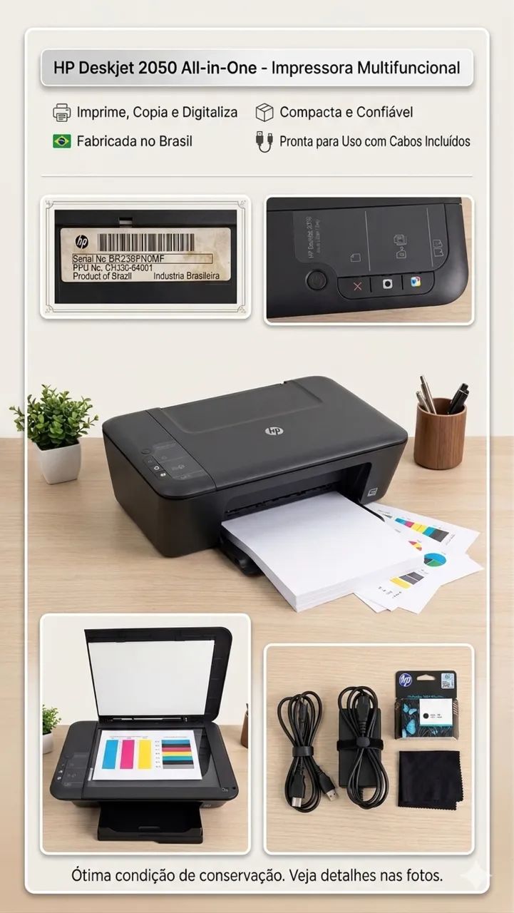 Impressora Multifuncional HP Deskjet 2050 - Imprime, Copia e Digitaliza - Foto 2