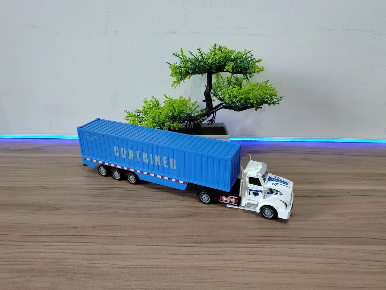 CARRINHO CAMINHÃO CONTAINER BRANCO E AZUL