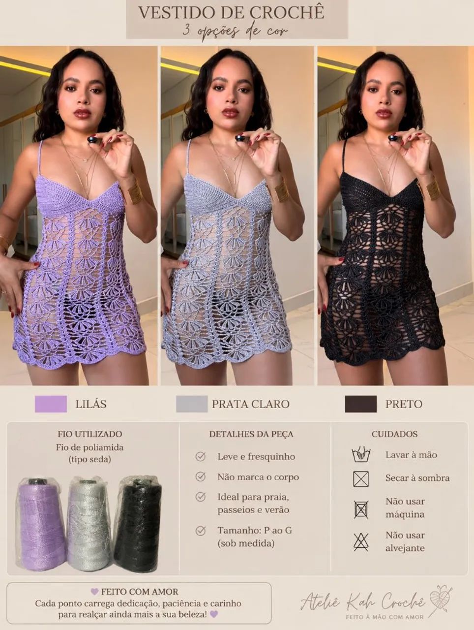 Vestido oliva de crochê  - Foto 4