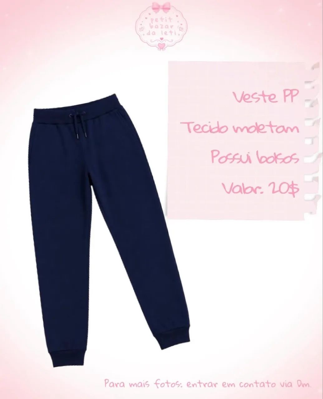 Calça moletom azul escuro PP