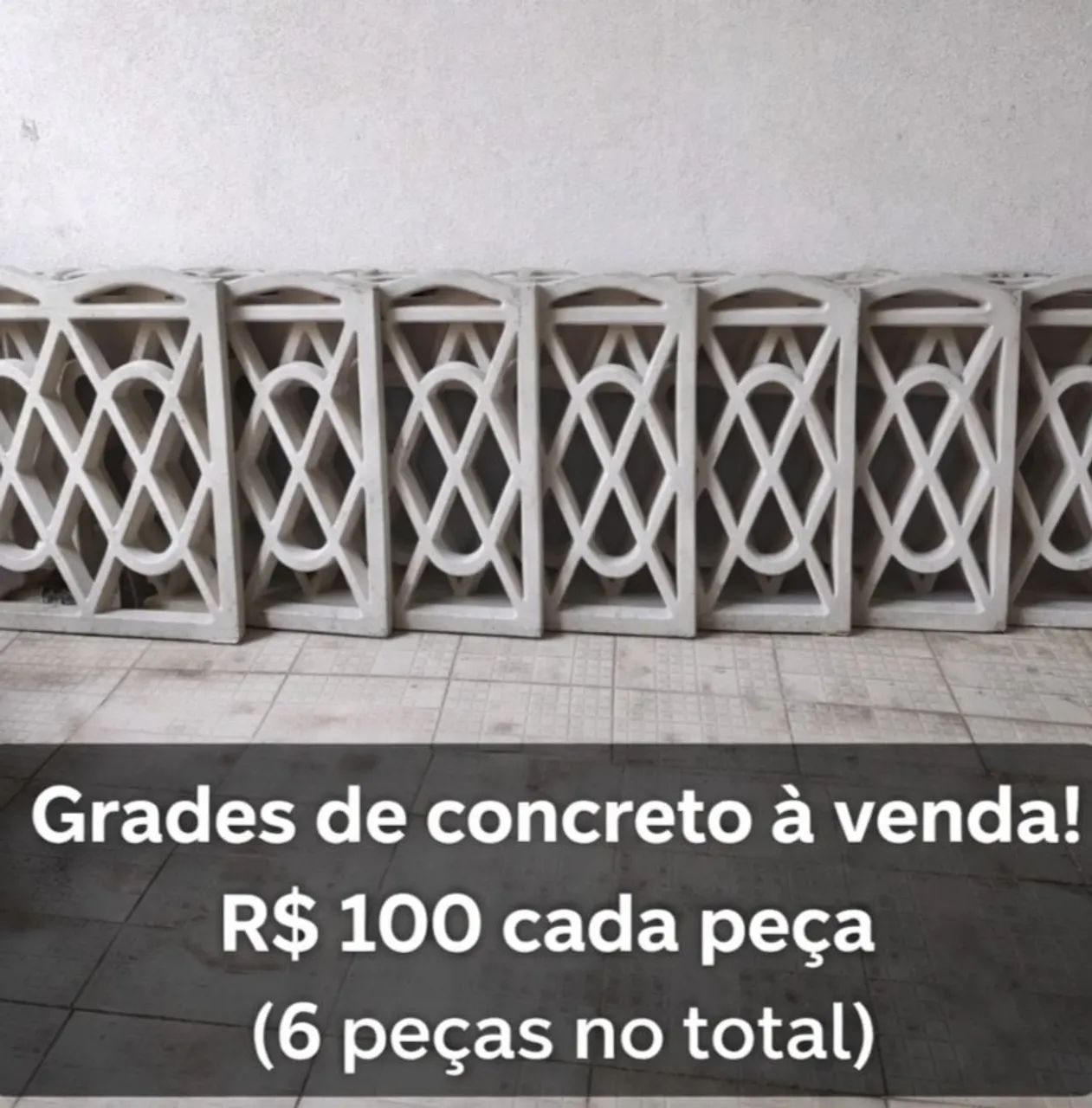 Grades de concreto, cada peça tem 1x 2,10