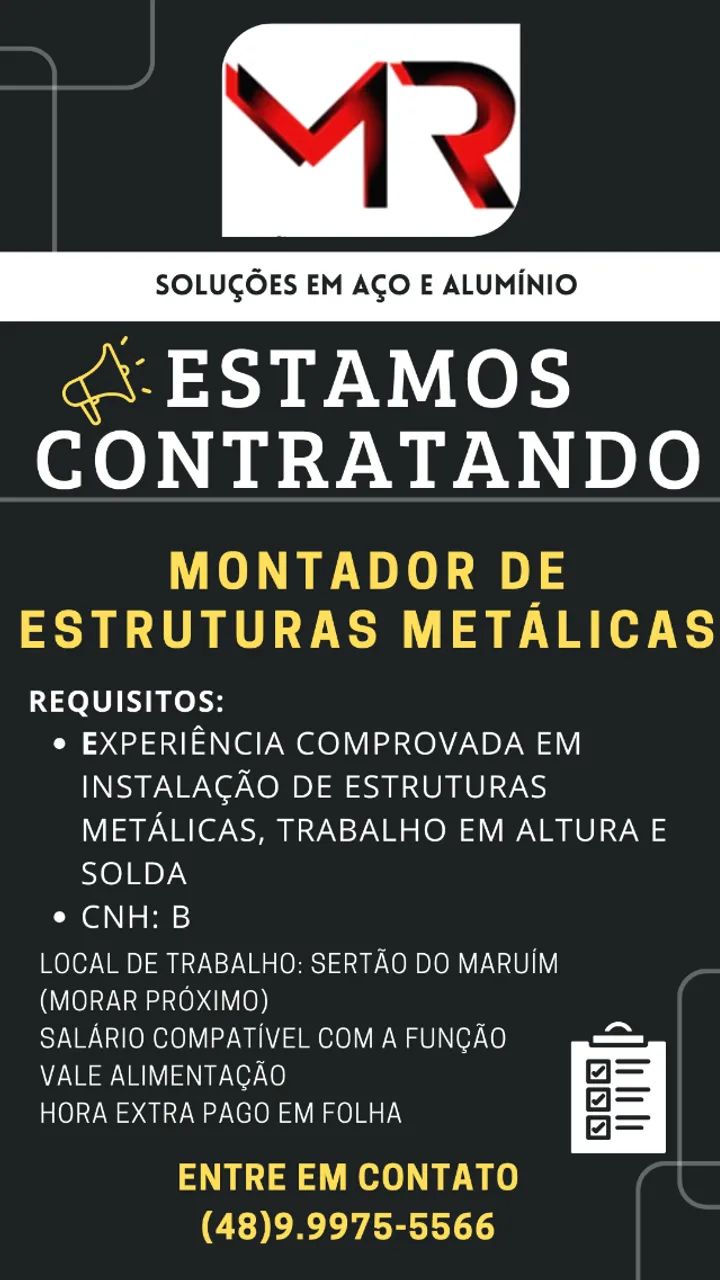 MONTADOR DE ESTRUTURAS METALICAS