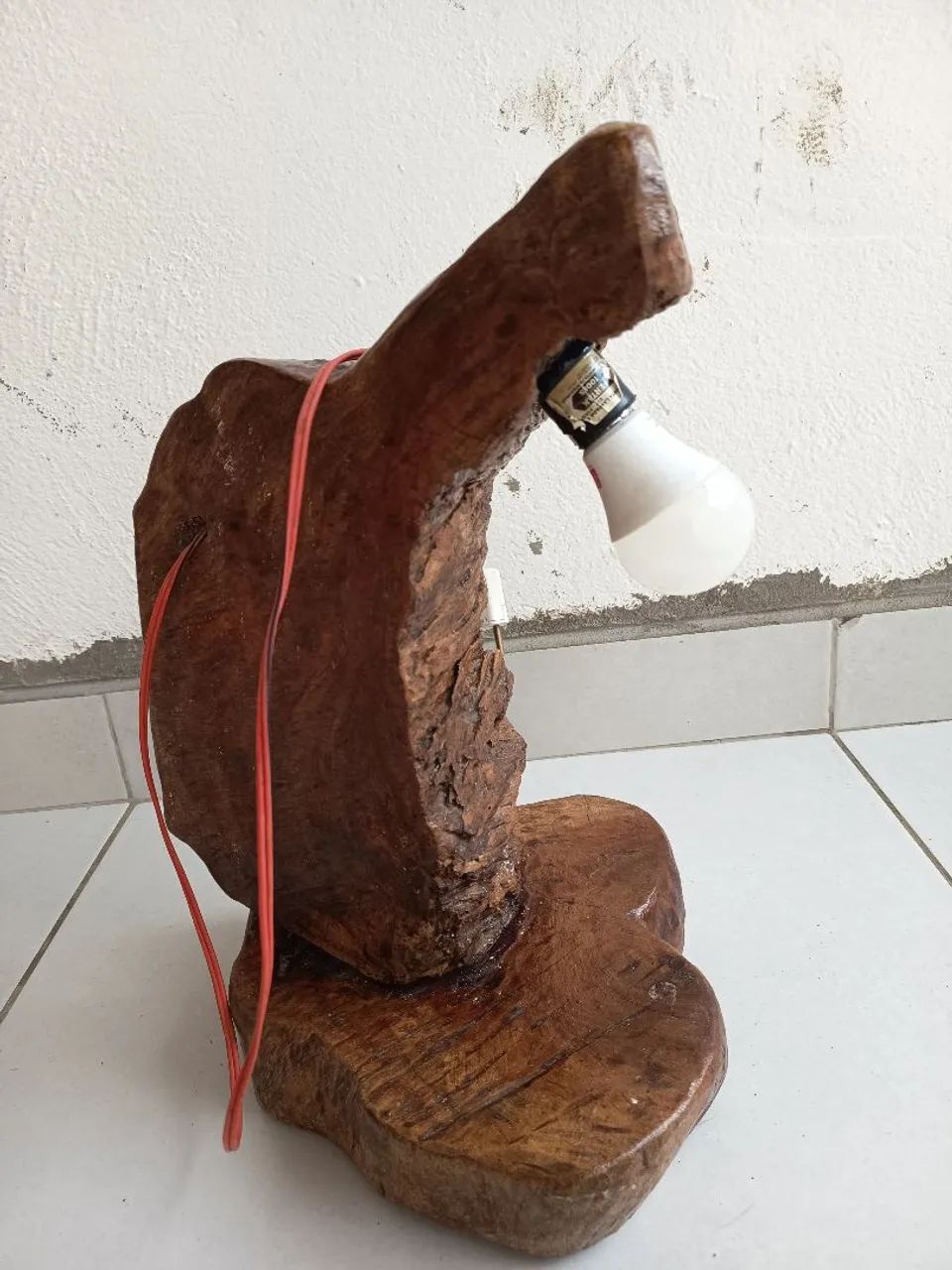 Luminária abajur de madeira rústica  - Foto 4
