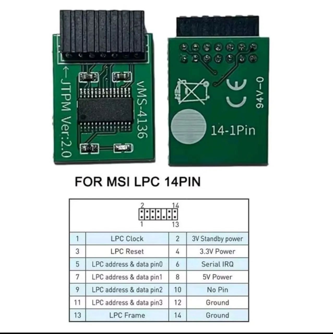 MÓDULO TPM PARA PLACA MAE X99. ASUS E MSI 14 PINOS 