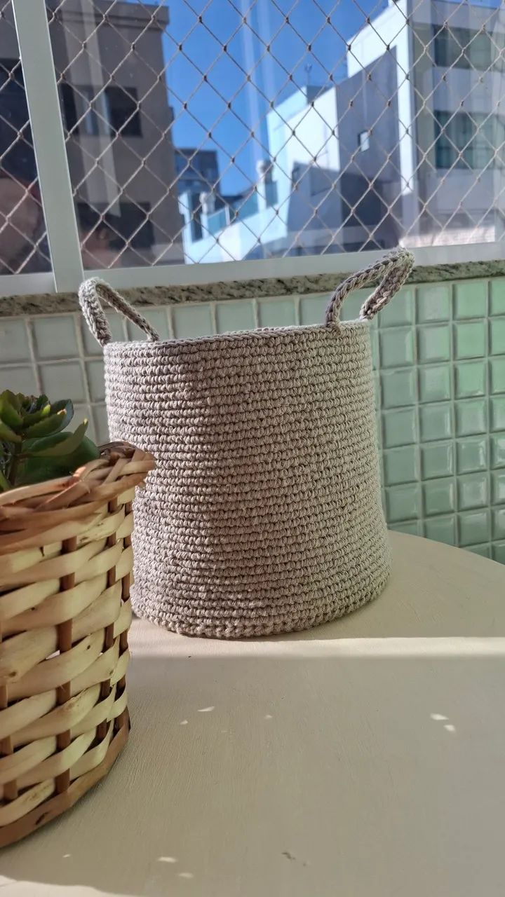 Cesto em crochê 