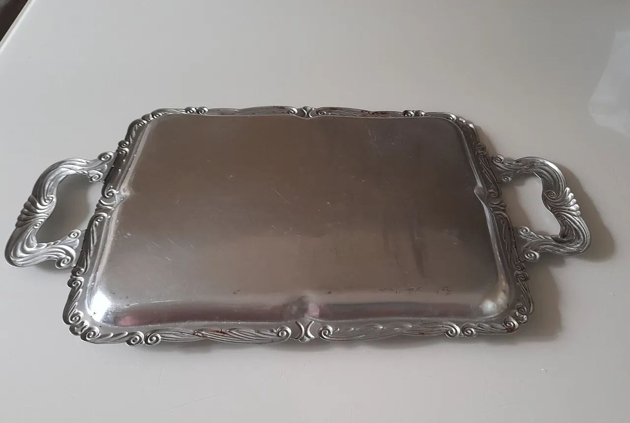 Bandeja Retangular com Alças Trabalhadas Inox - Foto 3