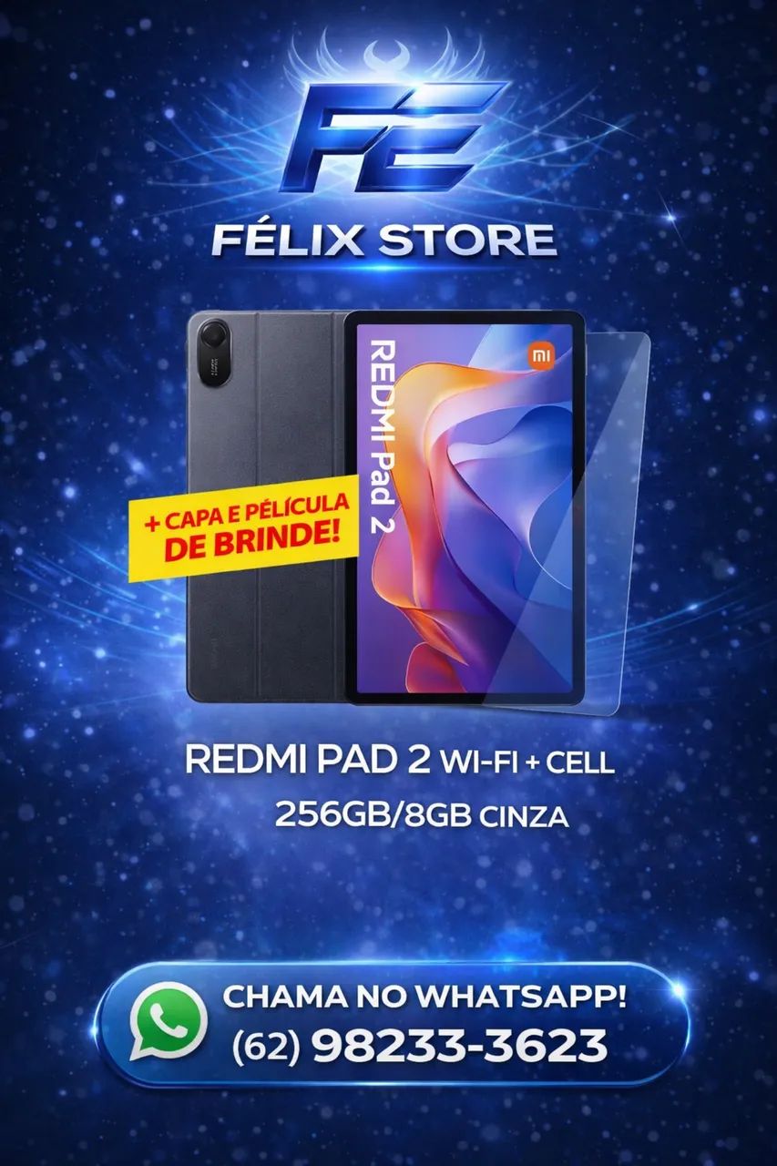 ?Redmi Pad 2 WI-FI + CELL 256GB + BRINDE (capa e película)