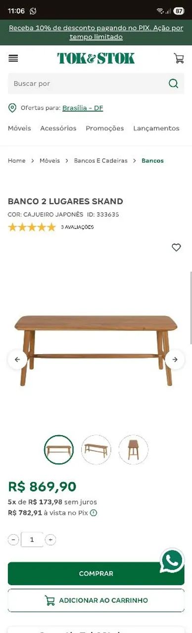 Bancada Tok stok madeira