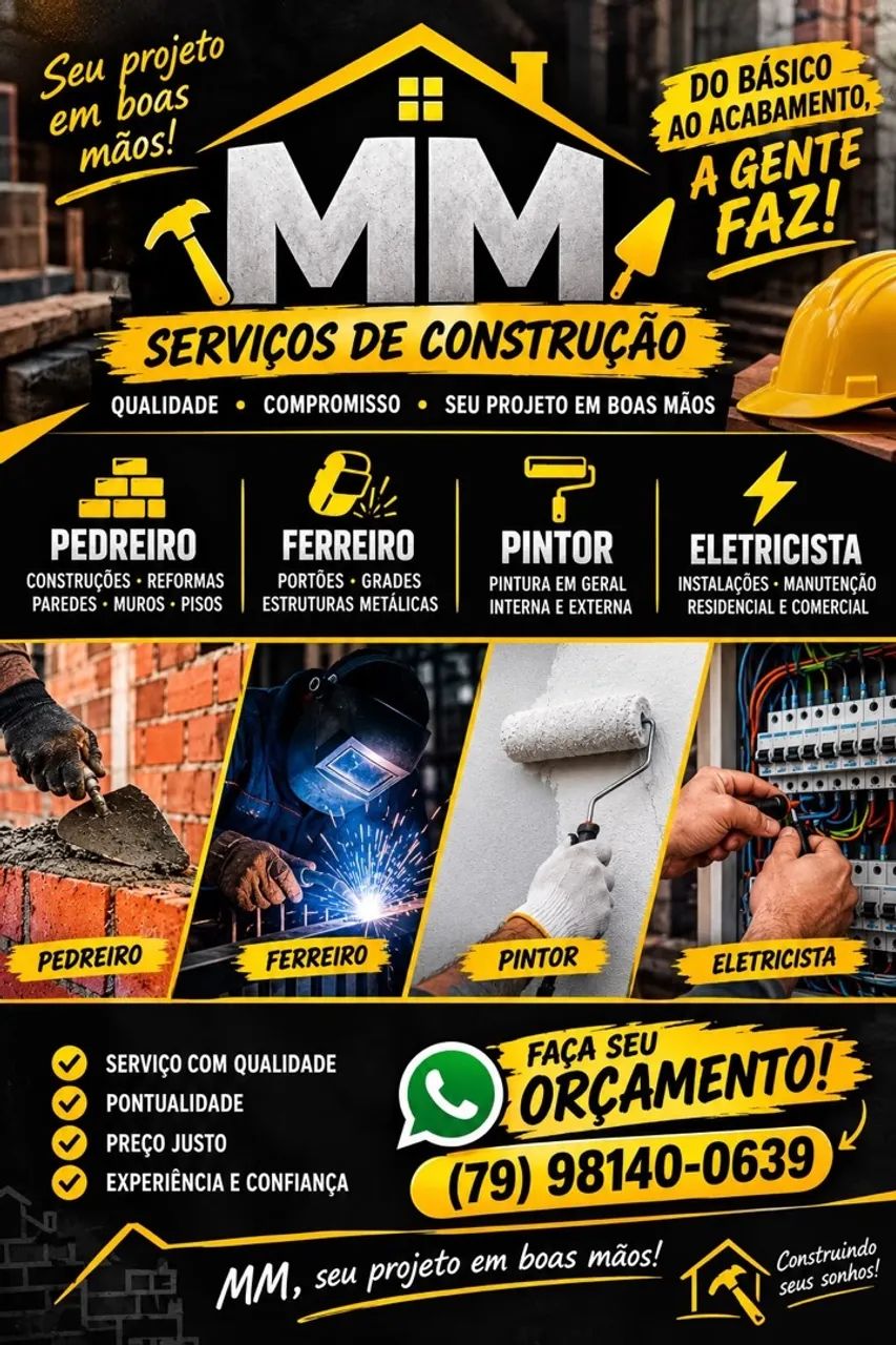 Pedreiro, pintor, eletricista e ferreiro