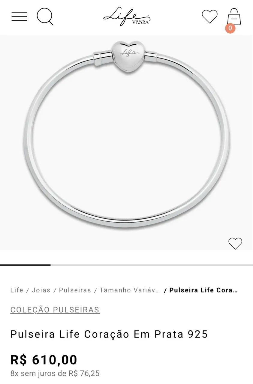 Pulseira Vivara Life Coração  - Foto 3