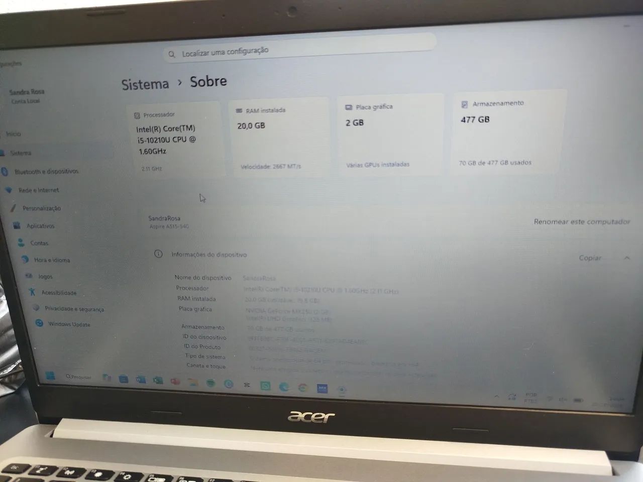Notebook Acer 