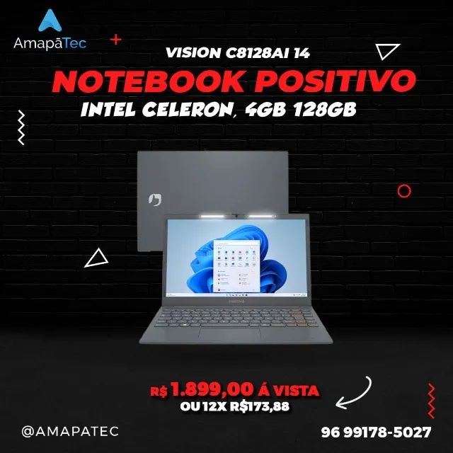 Notebook Positivo Vision C14 Intel Celeron 8GB 128GB