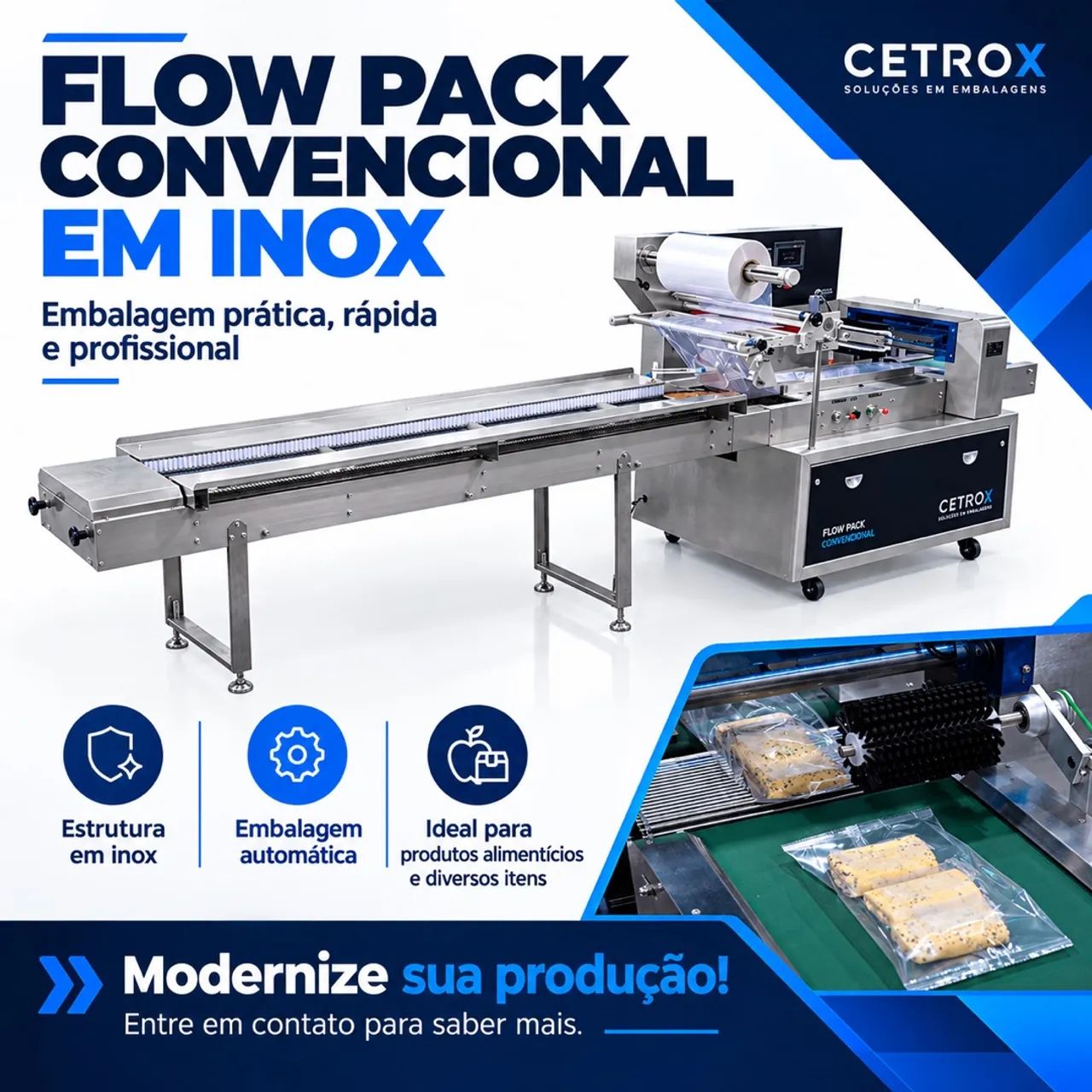 Flow Pack Convencional em Inox