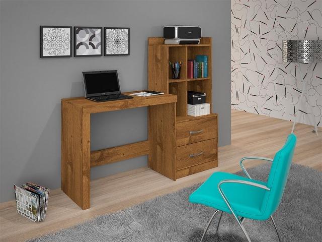 Mesa para computador com Estante 2 Gavetas Alana JCM Móveis - Foto 2