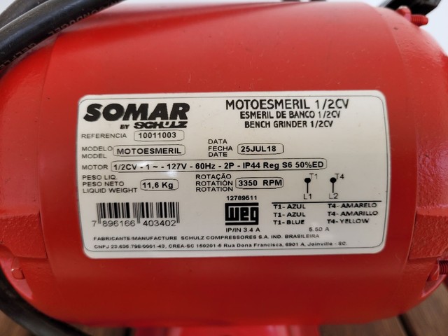 Moto Esmeril Somar 1/2 CV 