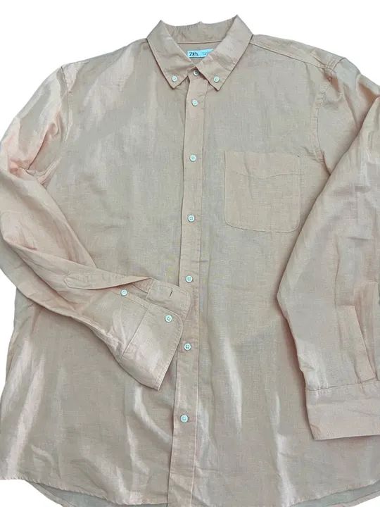 Camisa Zara linho e algodão laranja claro nova veste M