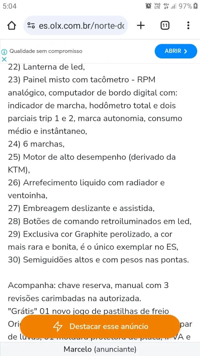 Disponível! Dominar 200, Ano 2023, ABS, 24cv, 6 marchas - Foto 11