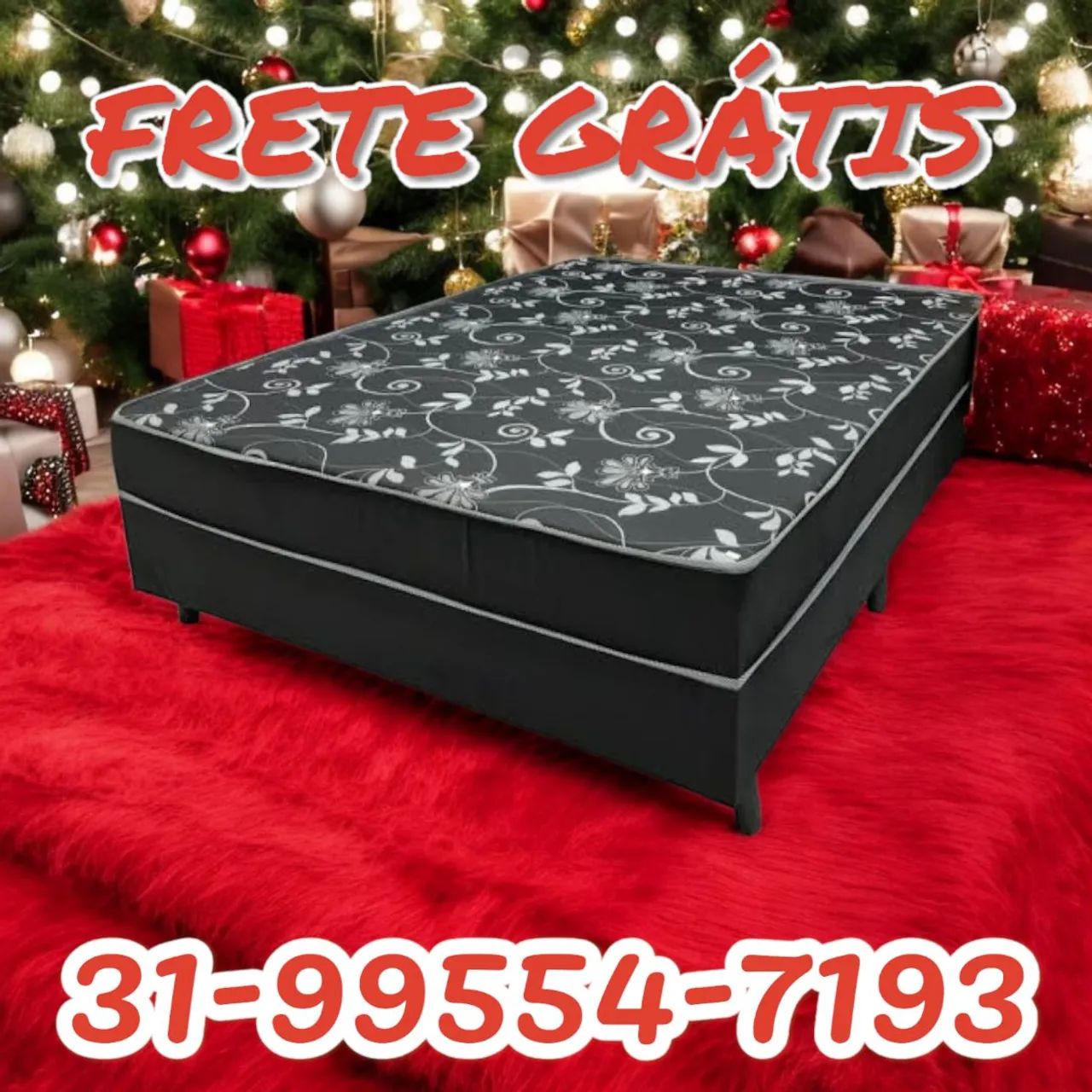 CAMA BOX CASAL D33 CONJUGADO 6CM DE ESPUMA D33 / ENTREGA GRÁTIS 