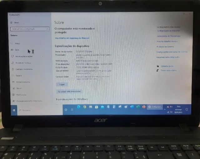 Notebook Acer Intel i5 06 Gb Ram