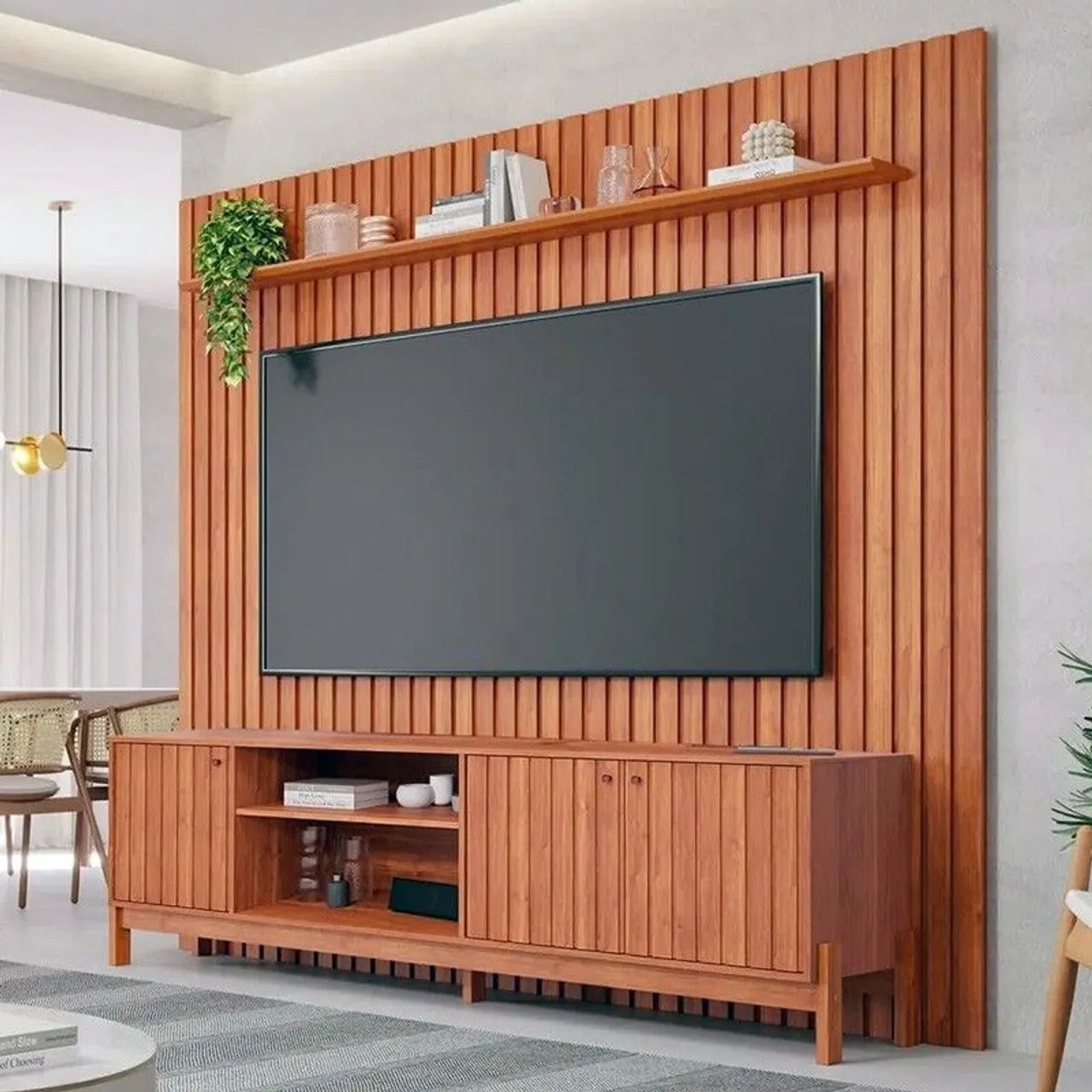 Painel Maragogi Ripado 100% MDF  + rack bancada !! Rf77m