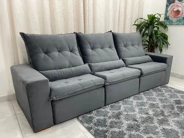 Sofá retrátil e reclinável 2,70 com molas pilow de 15 cm Hipersot  - Foto 4