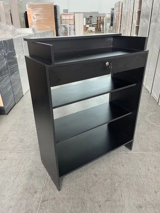 Balcão Caixa Vitrine Preto MDF - Foto 2
