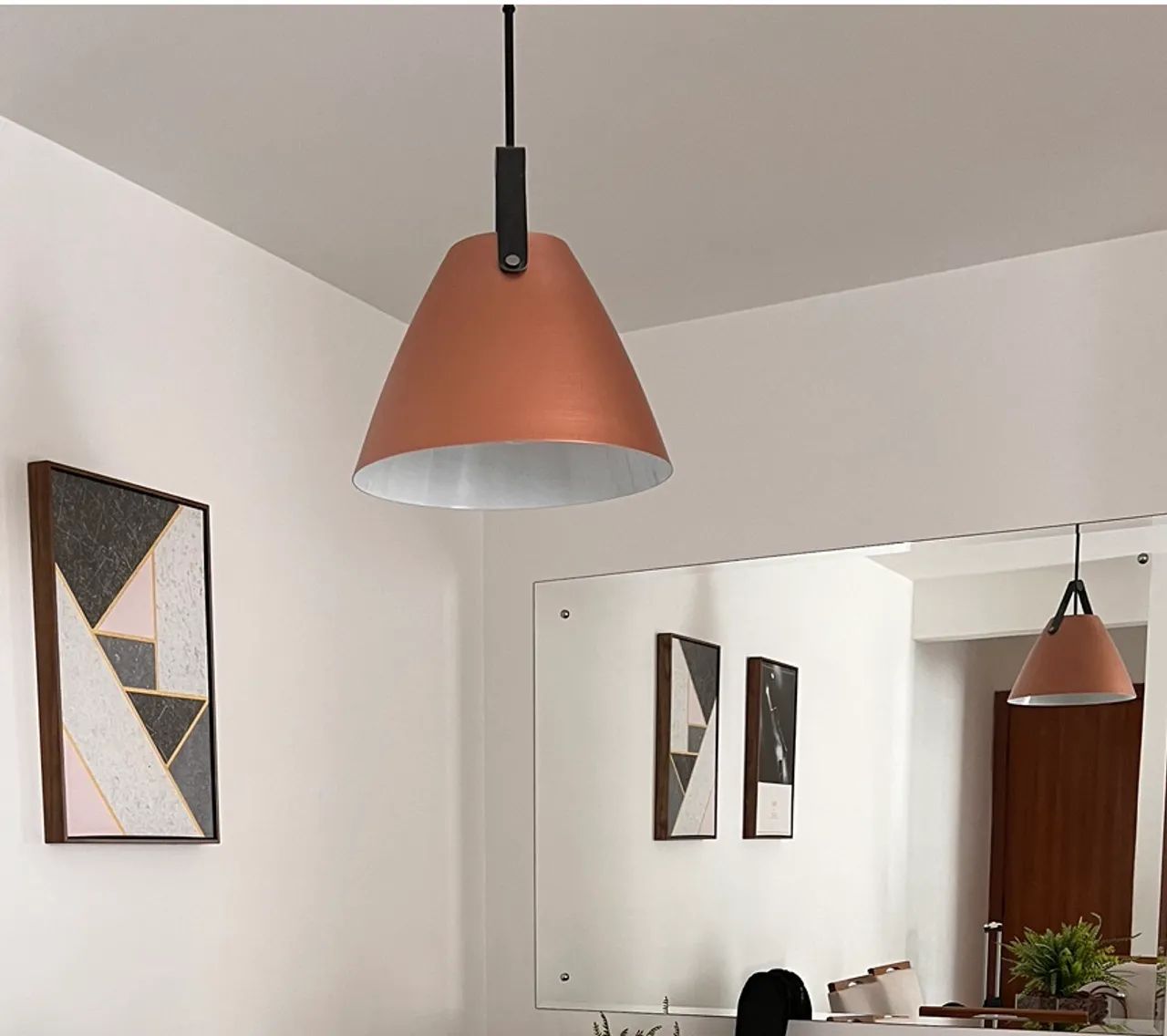 Pendente moderno cobre com detalhes em couro - Foto 2