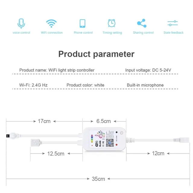 Controladora de Fitas de Led Wi-fi Tuya, Compatível com Alexa  - Foto 3