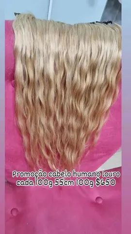 Promoção cabelo  humano  loiro perolado cada 100g 55cm  - Foto 3