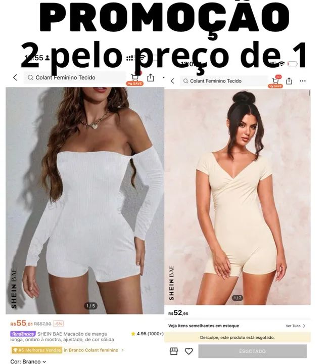 2 macaquinhos novos P SHEIN  50 reais 