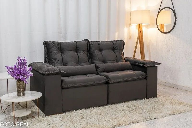 Sofá Retrátil Reclinável 2 Lugares 200cm Veludo Marrom - Foto 2