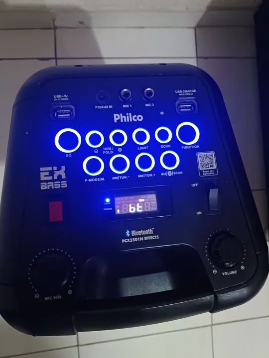 Caixa de Som Philco com Bluetooth e LED - Foto 2