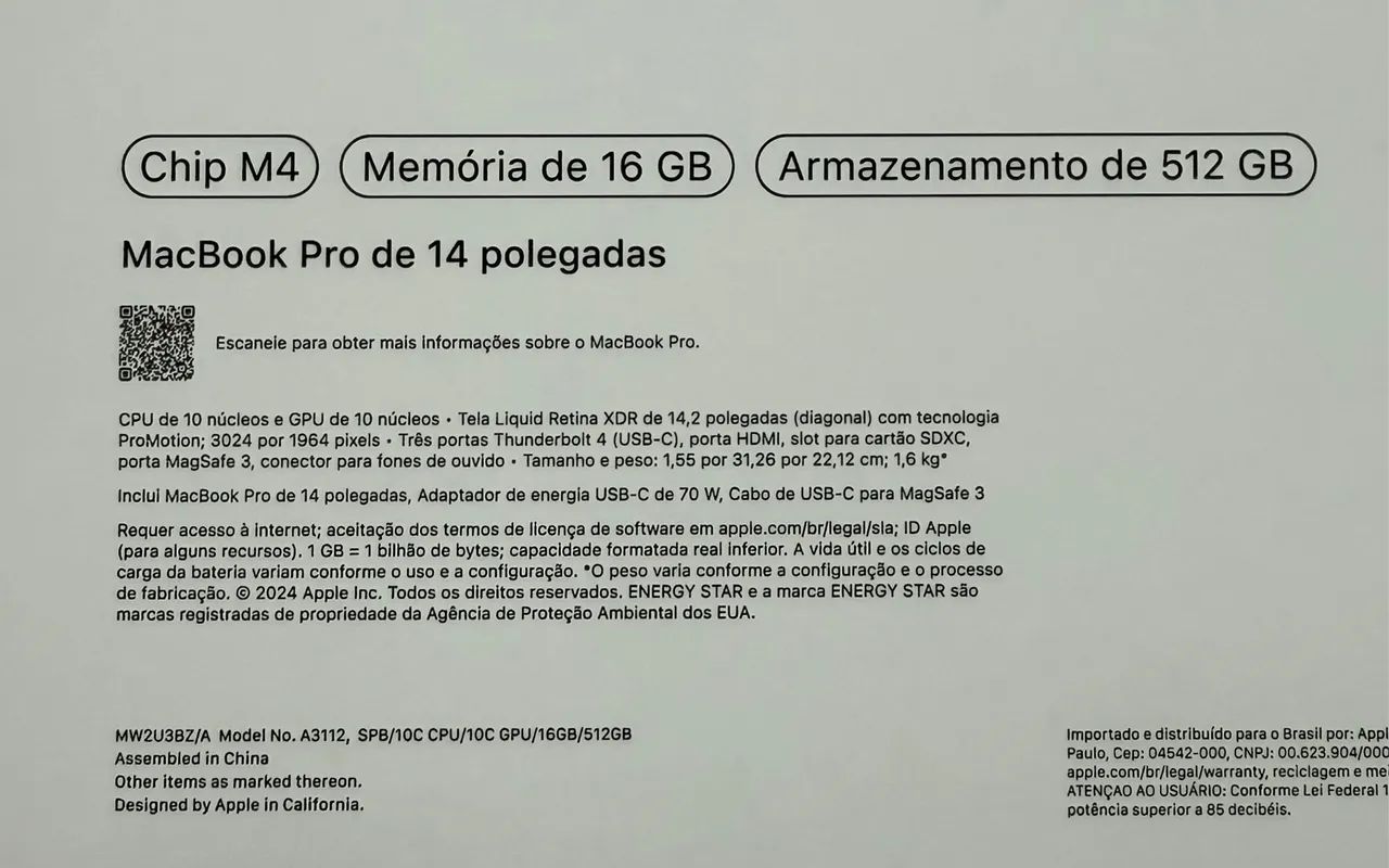 Macbook pro 14 polegadas m4 16gb / 512gb novo lacrado LOJA FÍSICA ( 16 gb / 512 ) - Foto 2