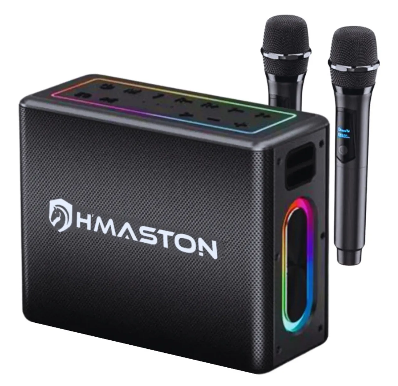Caixa de som com 2 microfones sem fio 120w