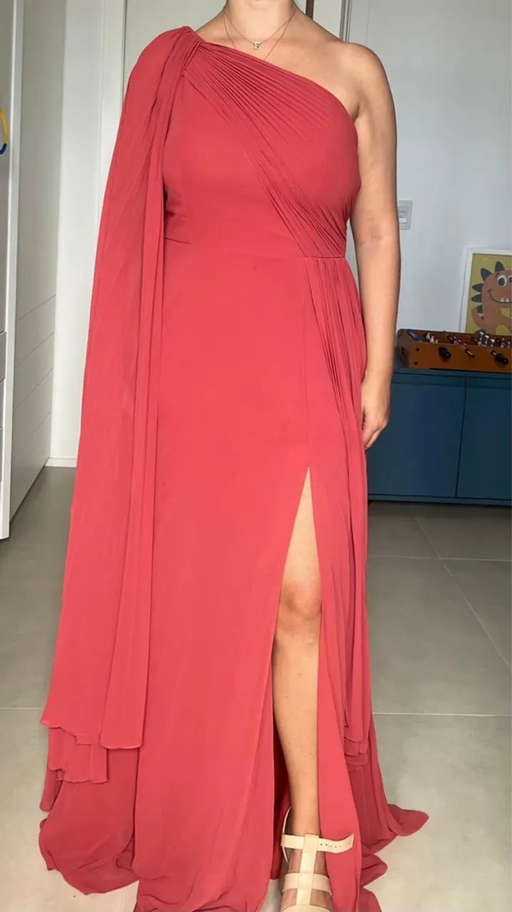 Vestido Longo de Festa - cor terracota - Foto 2
