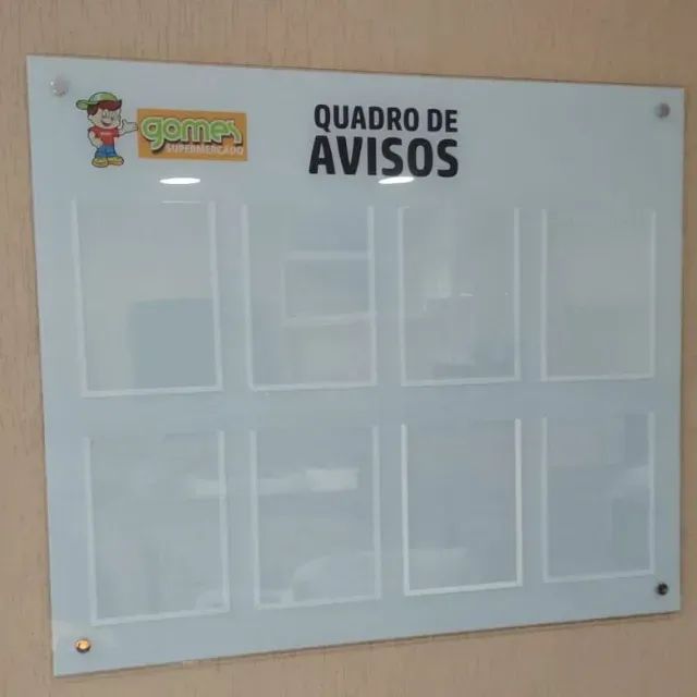 Quadro de avisos em Acrílico ou PVC