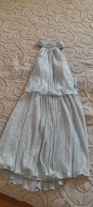 Vestido Plissado Cinza - Tamanho P
